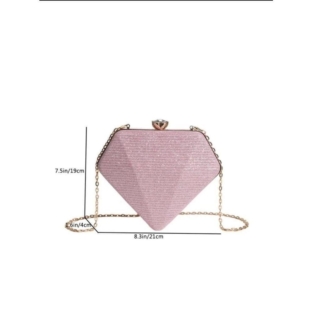 Diamond Shaped Crossbody Bag In Gold - Picture 4 of 6